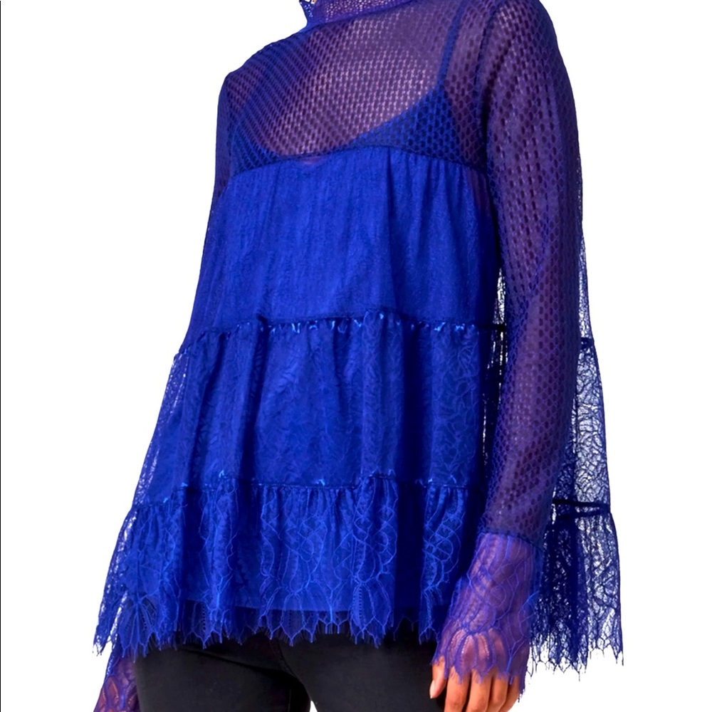 All Saints Blue Lace Top size 10